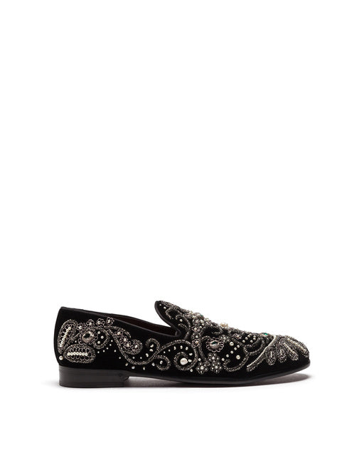 Velvet slipper con cristalli