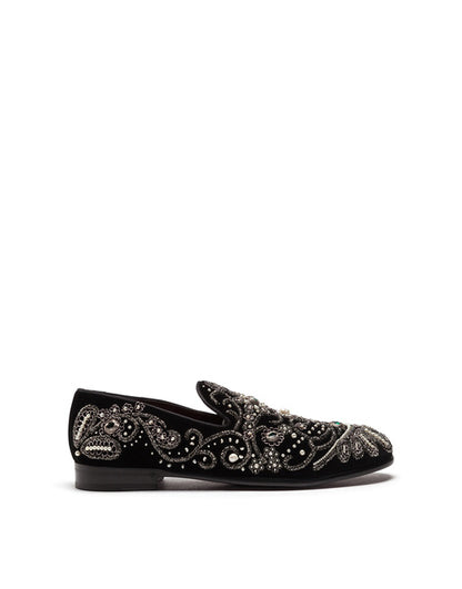 Velvet slipper con cristalli