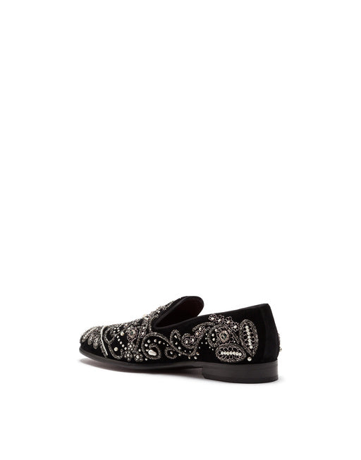Velvet slipper con cristalli