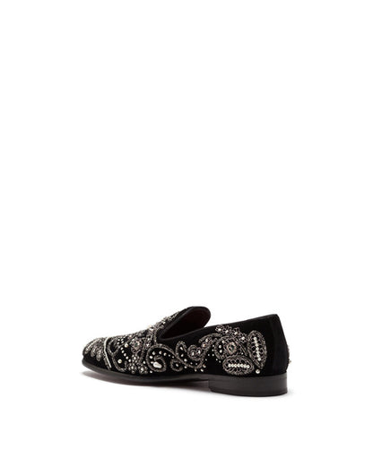 Velvet slipper con cristalli