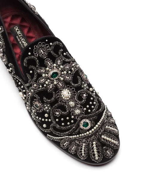 Velvet slipper con cristalli