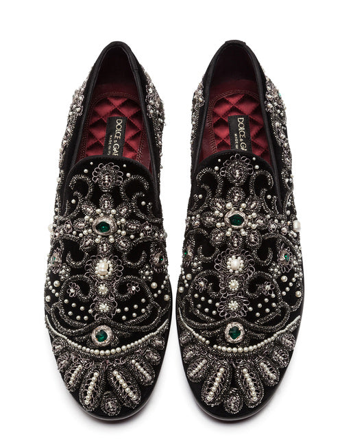 Velvet slipper con cristalli